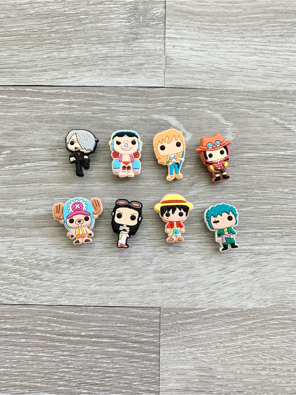 One Piece 8 pcs. Funko Pop Inspired Luffy Chopper Nami Robin Anime Shoe Charms